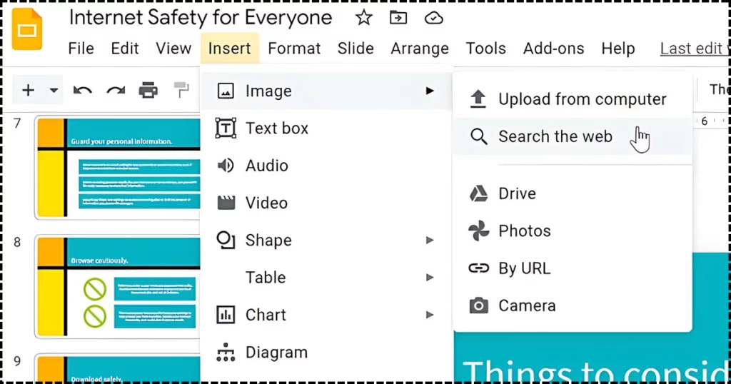Add the image you want to edit in google slide