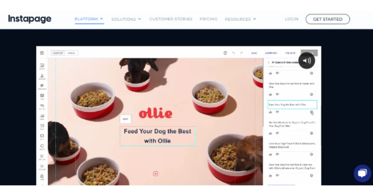 Instapage is one of the best ai landing page generator