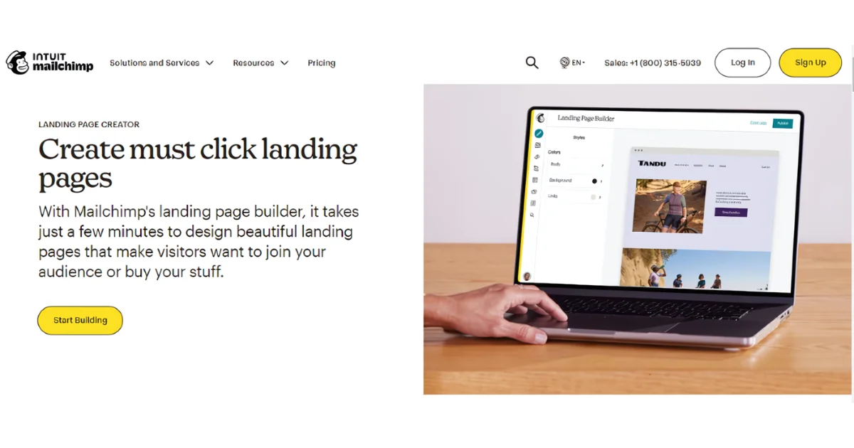 Mailchimp is one of the best ai landing page generator
