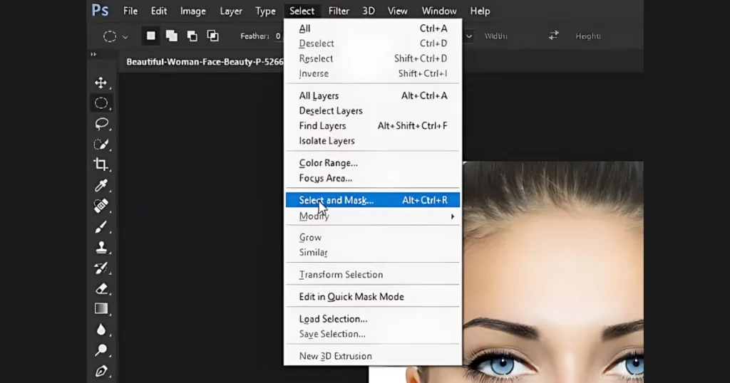 Use select and mask to refine edges on how to remove background of an image on photoshop