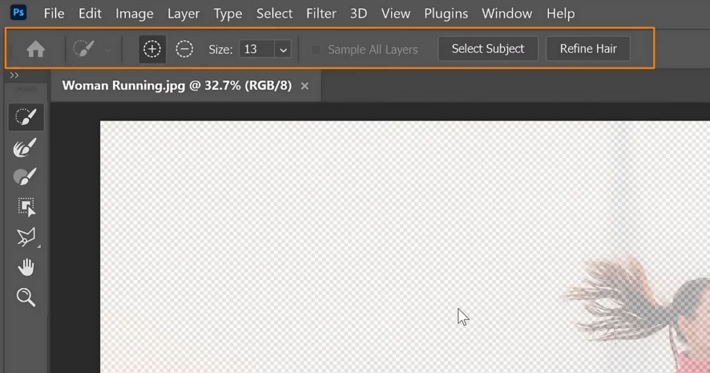 additional settings to edit a selection in photoshop