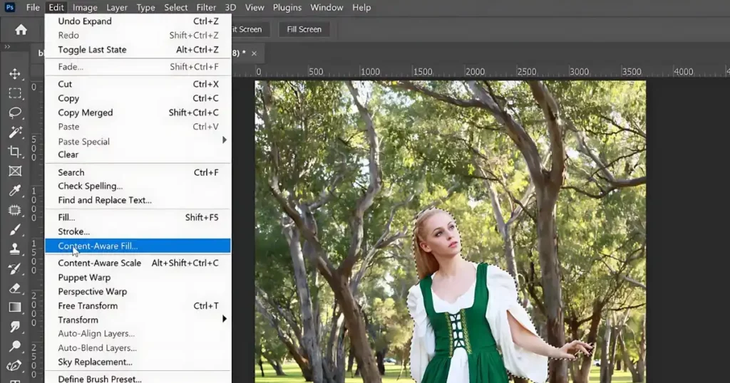 click content aware fill in photoshop