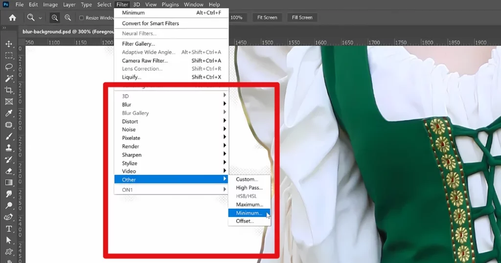 click minimum option in photoshop
