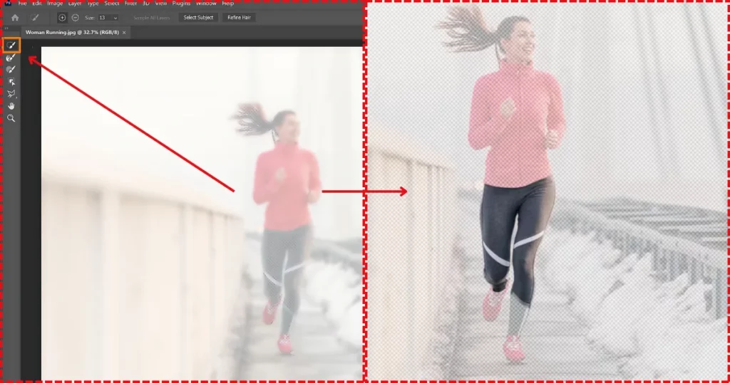 click quick selection tool in photoshop