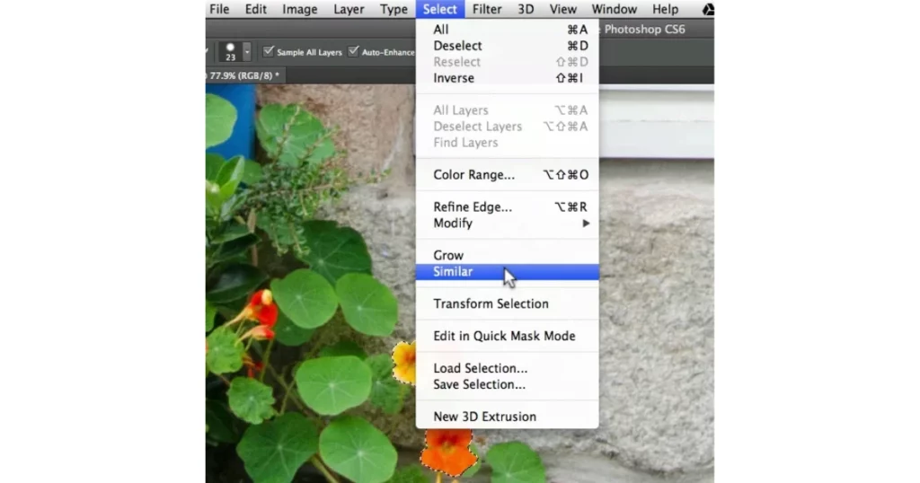 select and then similar to remove background logo in photoshop