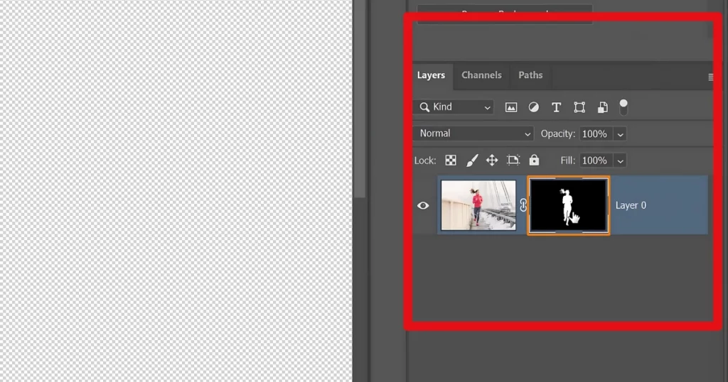selected mask workspace in photoshop