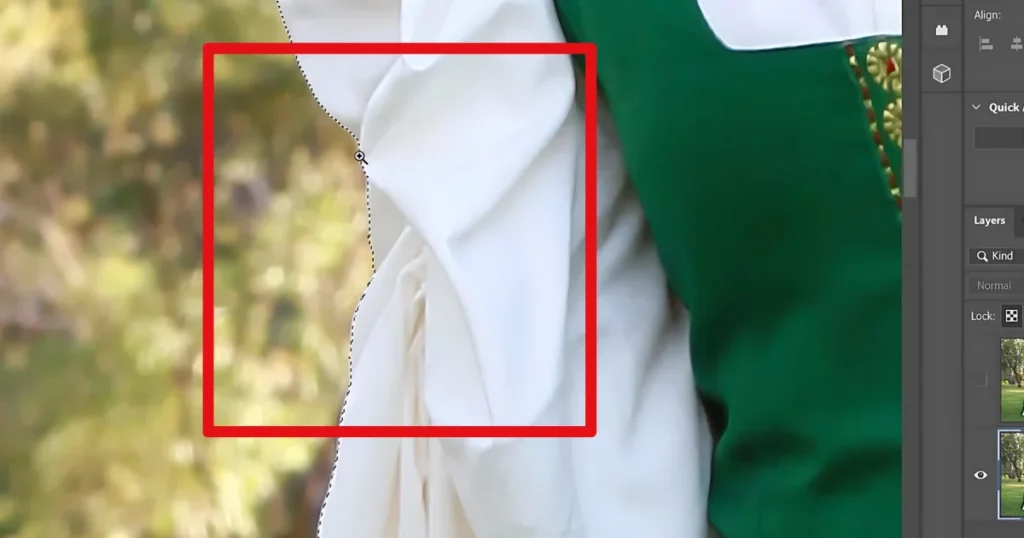 selection goes around her body in photoshop