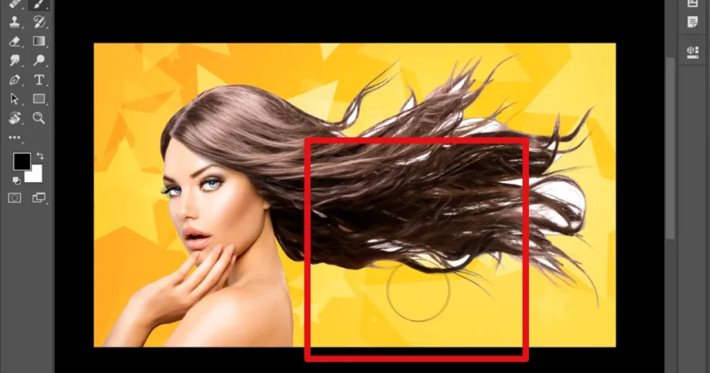 softly paint the edges to reveal the hair to remove white background in photoshop