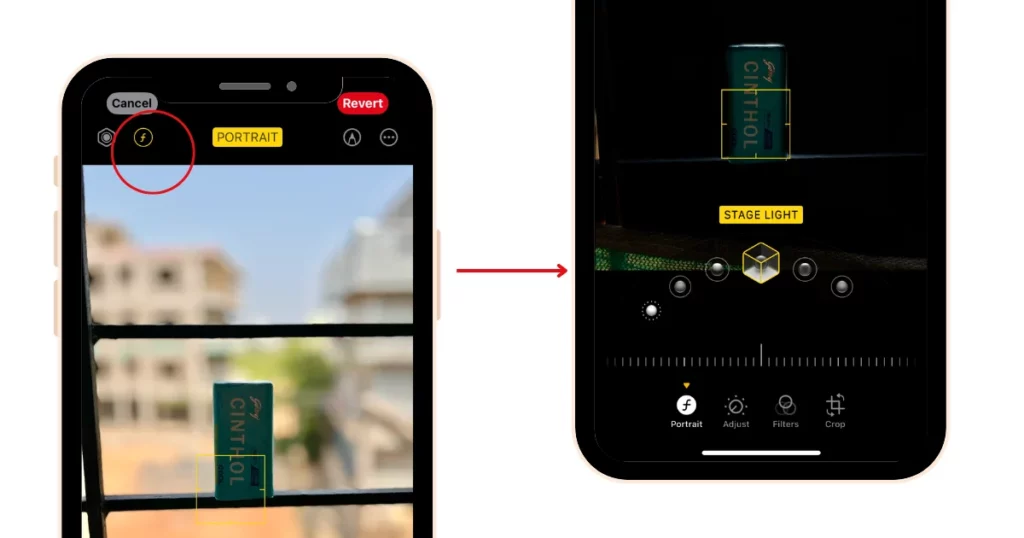stage light feature option to blur background on iphone