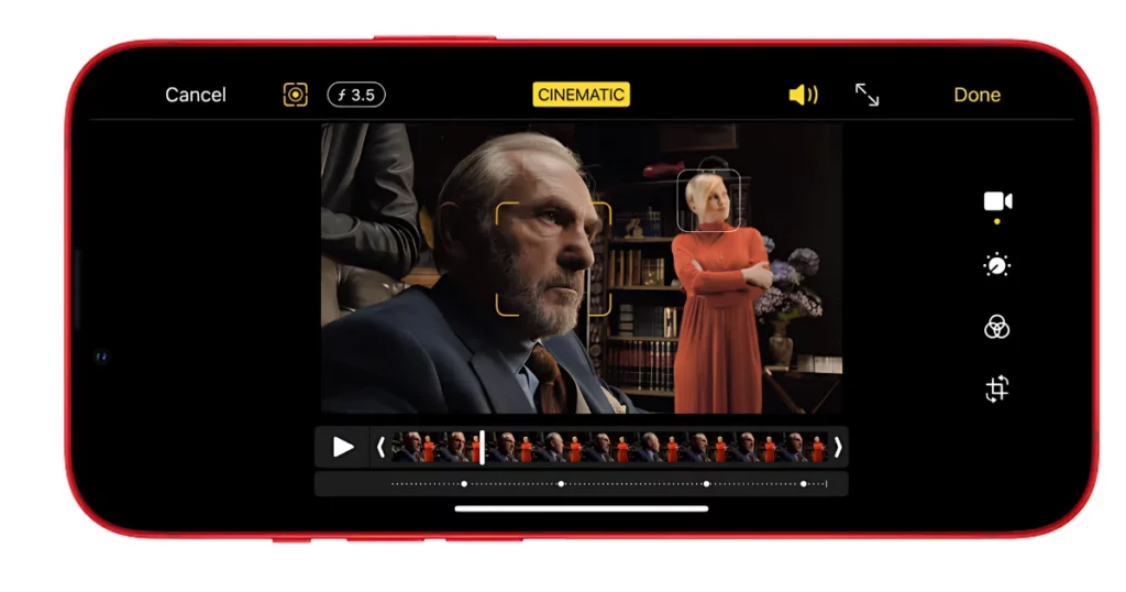 tap the screen to focus in cinematic mode to blur background on iphone video