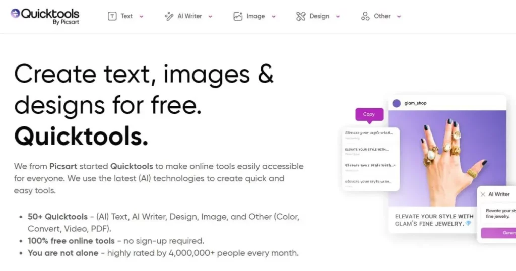 Quicktools By PicsArt is one of the Best AI Writing Tool