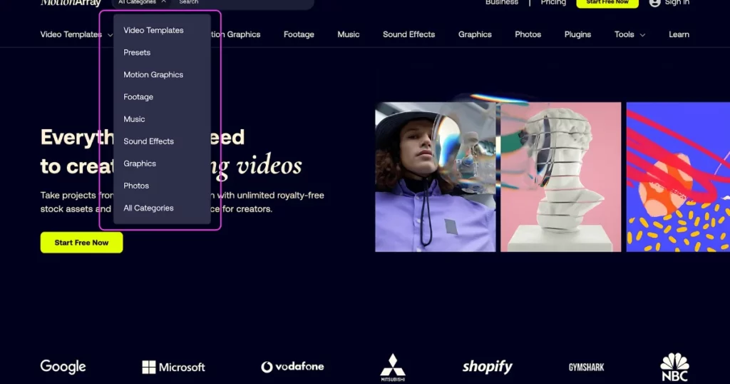 features in motion array envato elements alternative