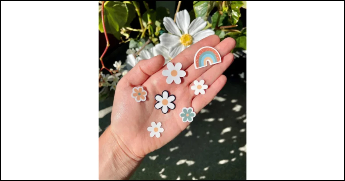 retro sun and flowers sticker set - diy sticker ideas