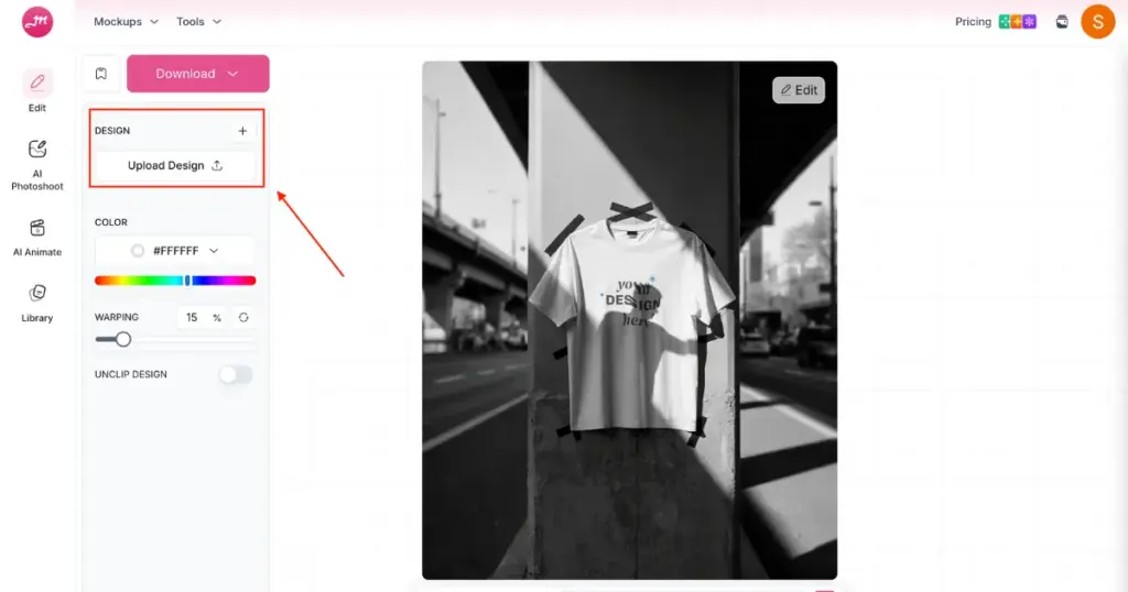 add design in the editor page