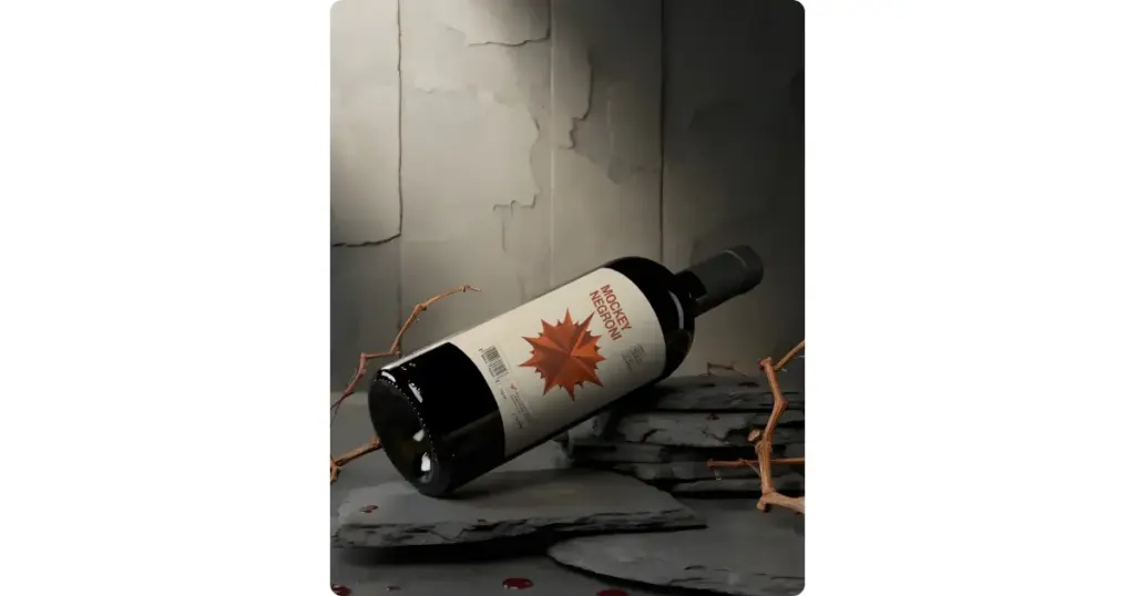 a wine bottle on a slate stone