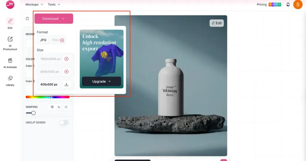 download the bottle mockup