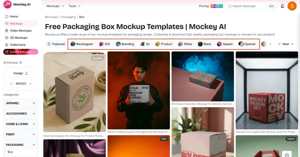 different box tags in mockey ai