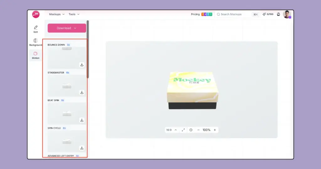 download 3d box mockup in animation
