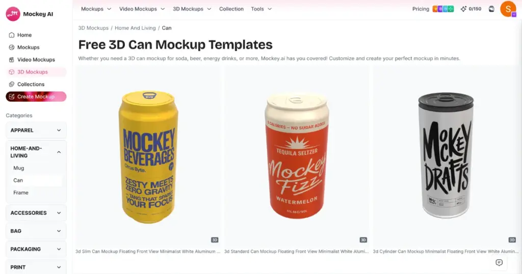3d can mockups in mockey ai