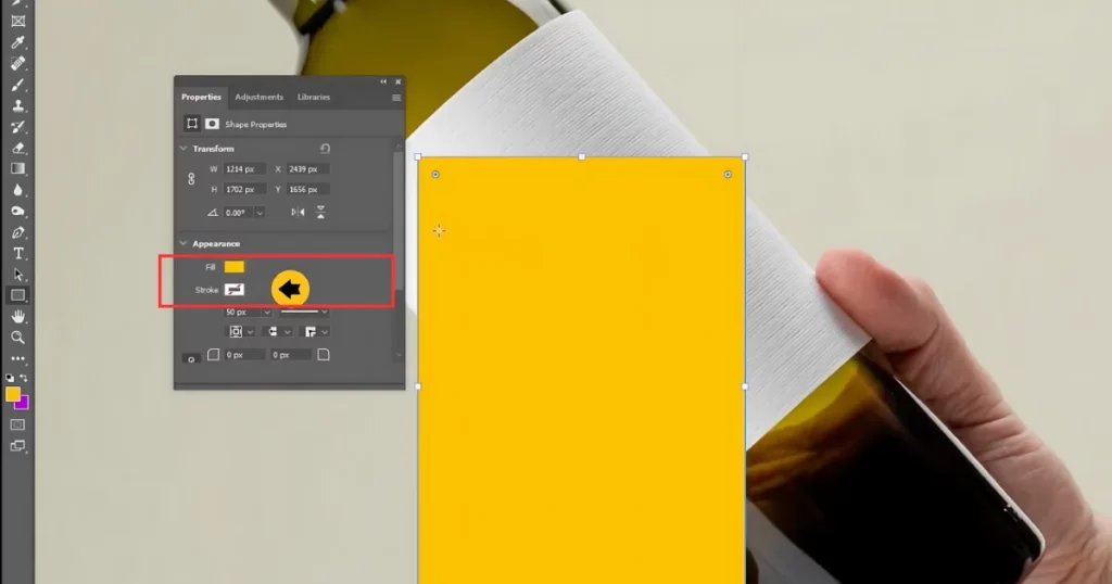 choose a fill color with no stroke color on how to create a bottle mockup in photoshop