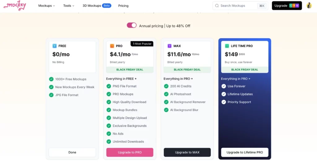 mockey ai pricing plan