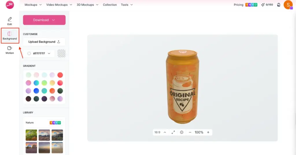 upload background or choose one