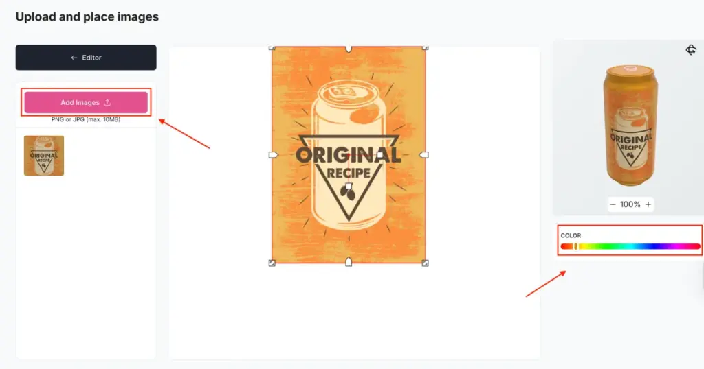 upload image and change color