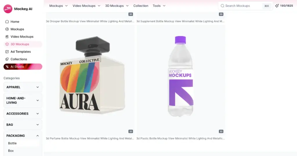 we picked a 3d water bottle mockup template