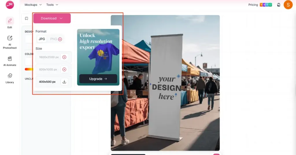 download banner mockup in mockey ai