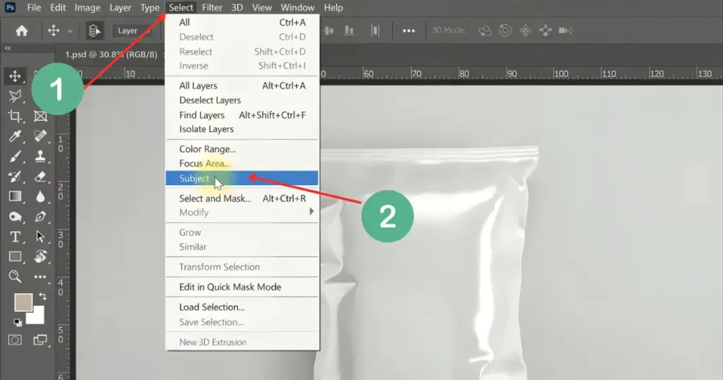 select subject on how to make a mockup in photoshop