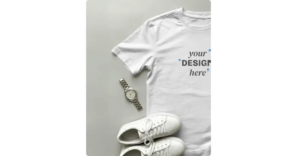 flat-lay t-shirt mockup with props