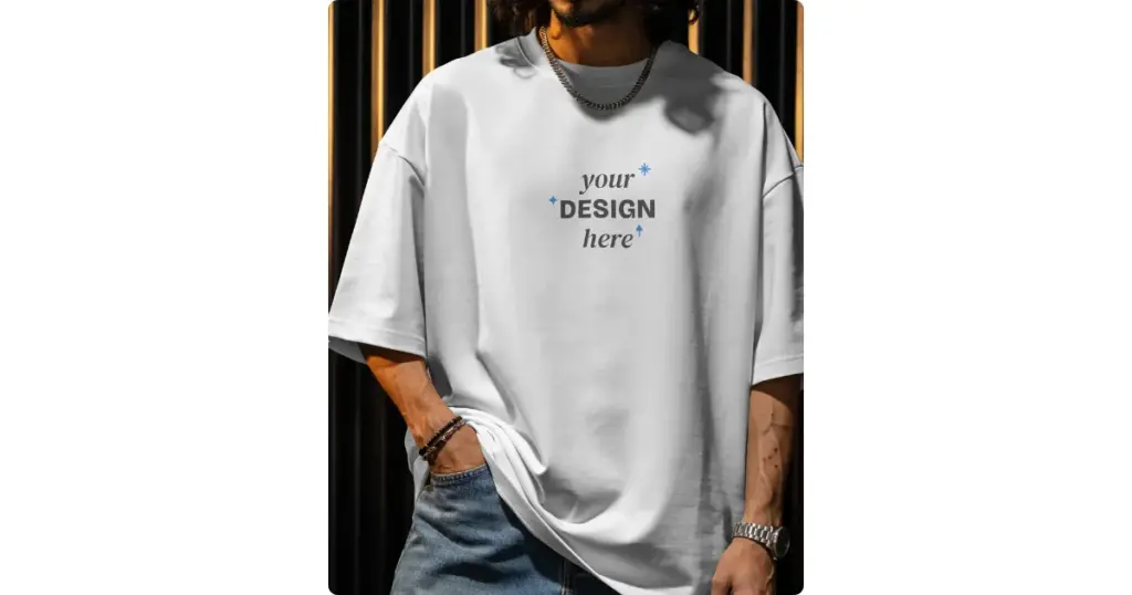 on model t-shirt mockup with realistic shadow