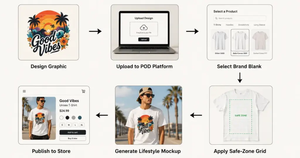 pod t-shirt listing step-by-step