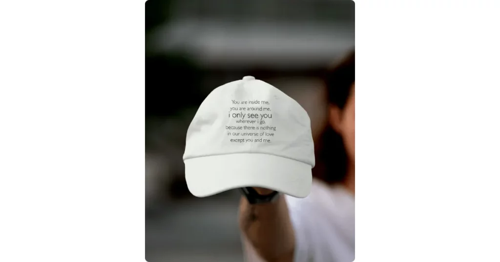 a beautiful message in a cap mockup