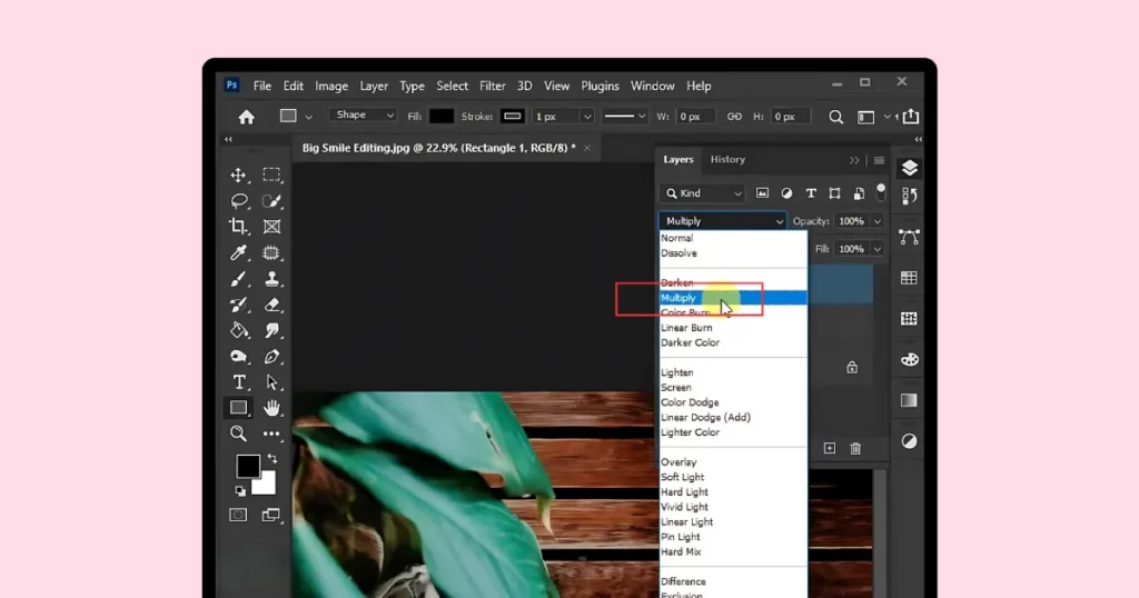 change the blending mode from normal to multiply