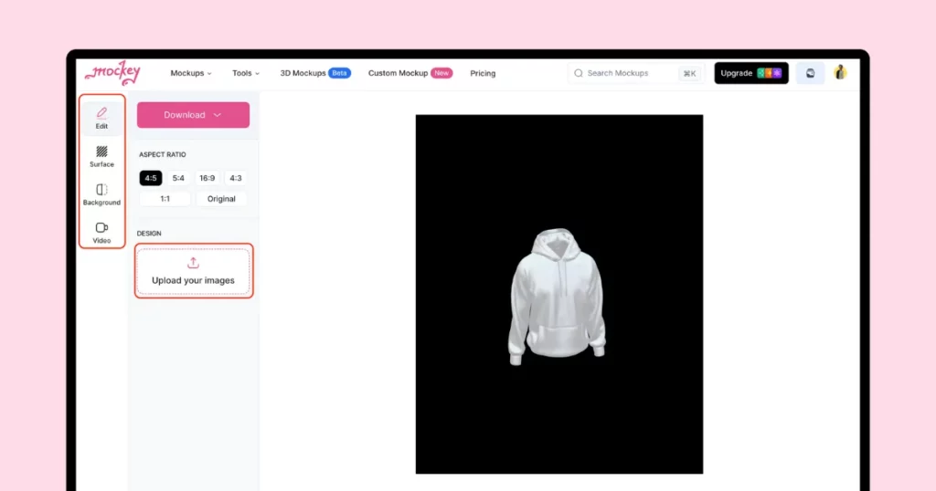 customize the 3d hoodie mockup in mockey ai