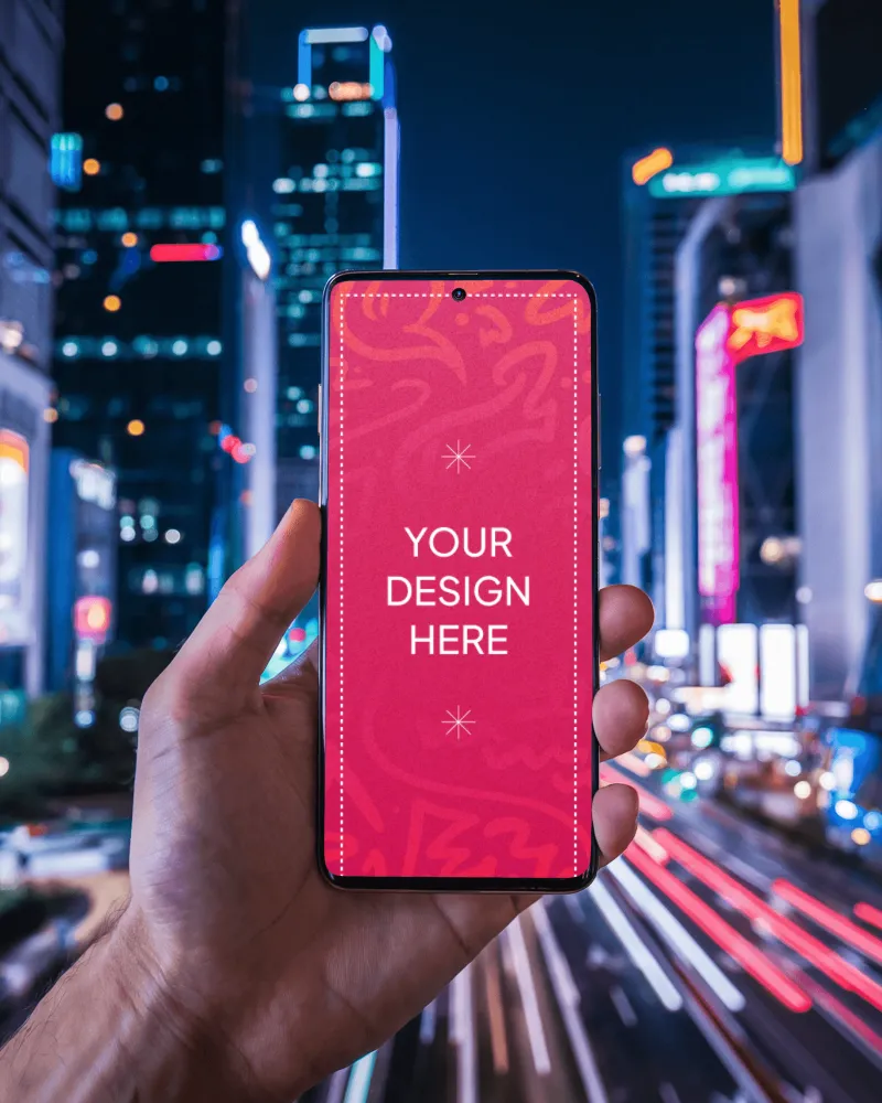 handheld smartphone mockup