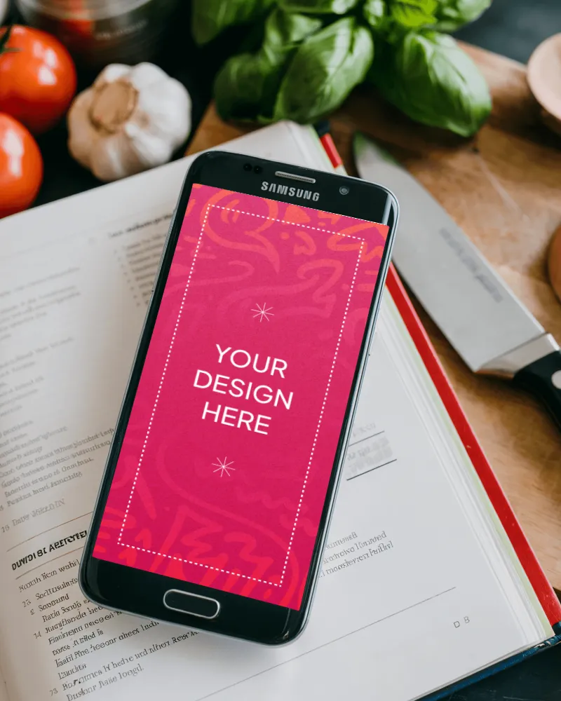 kitchen table smartphone mockup