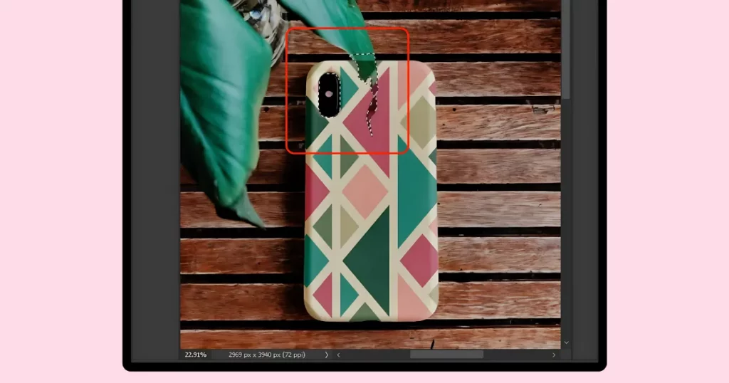 select the background around the phone case