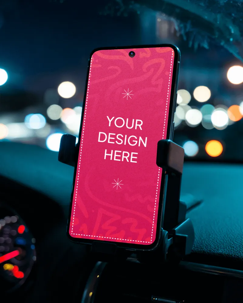 smartphone mockup on dashboard