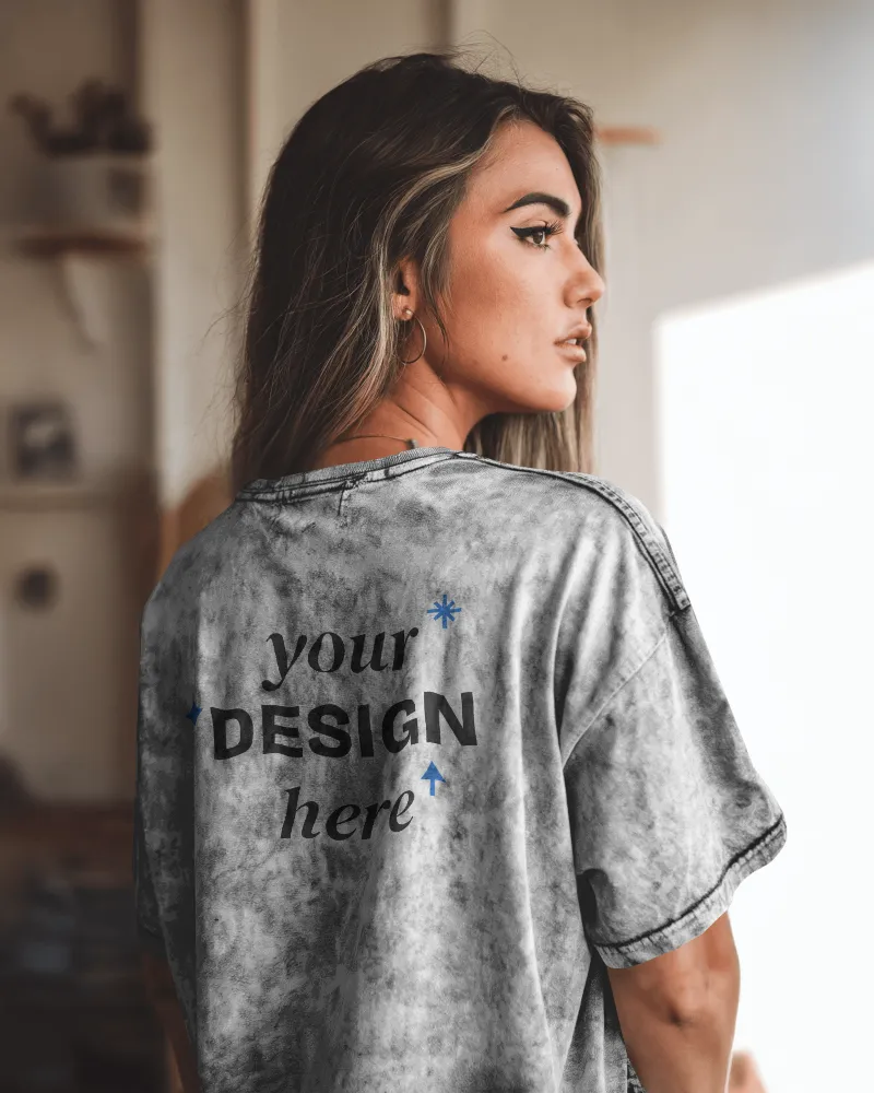 boho chic acid wash t shirt mockup