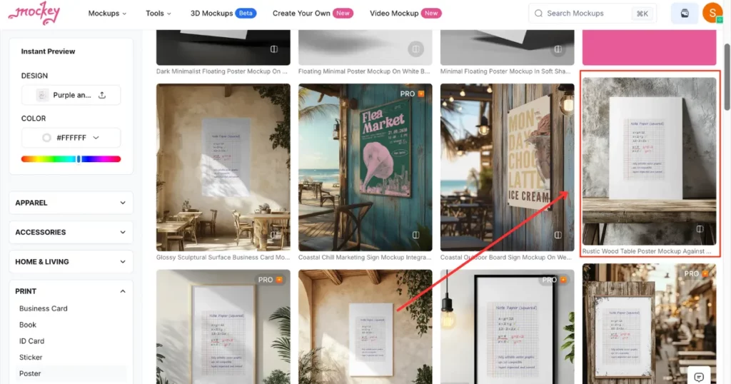 pick a template on mockups help students