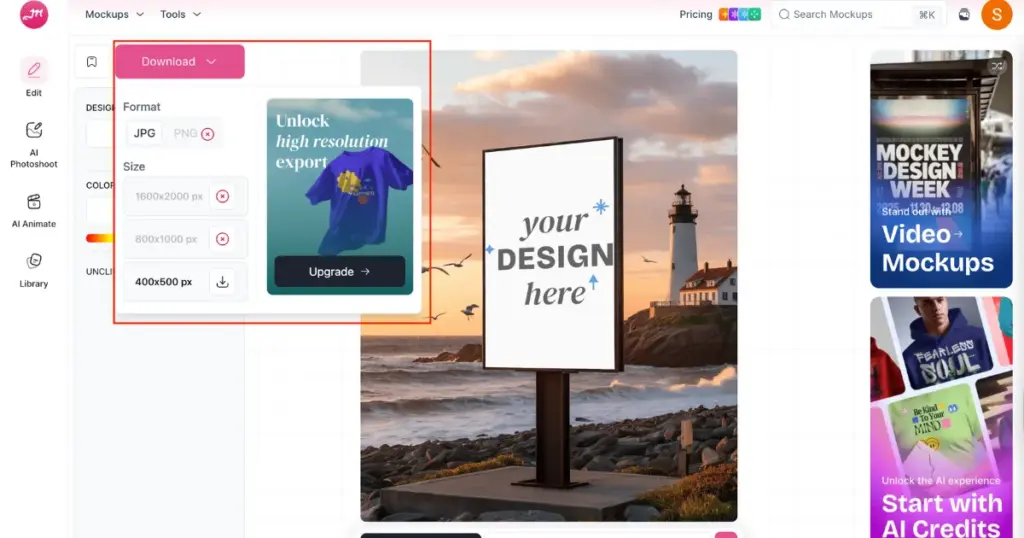 press download to save the billboard mockup