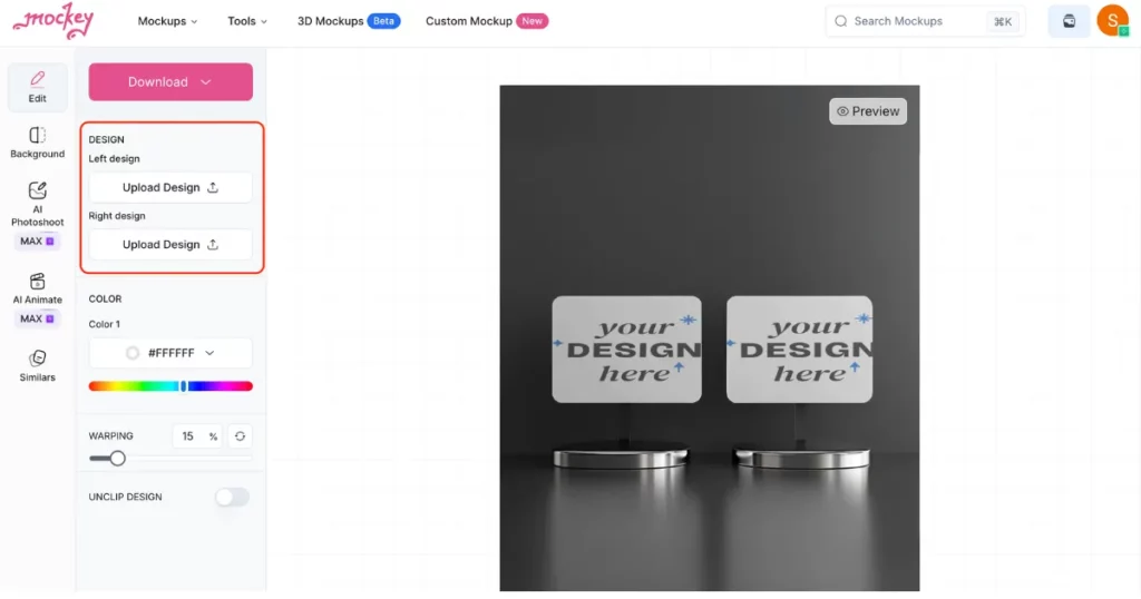 upload designs for business card