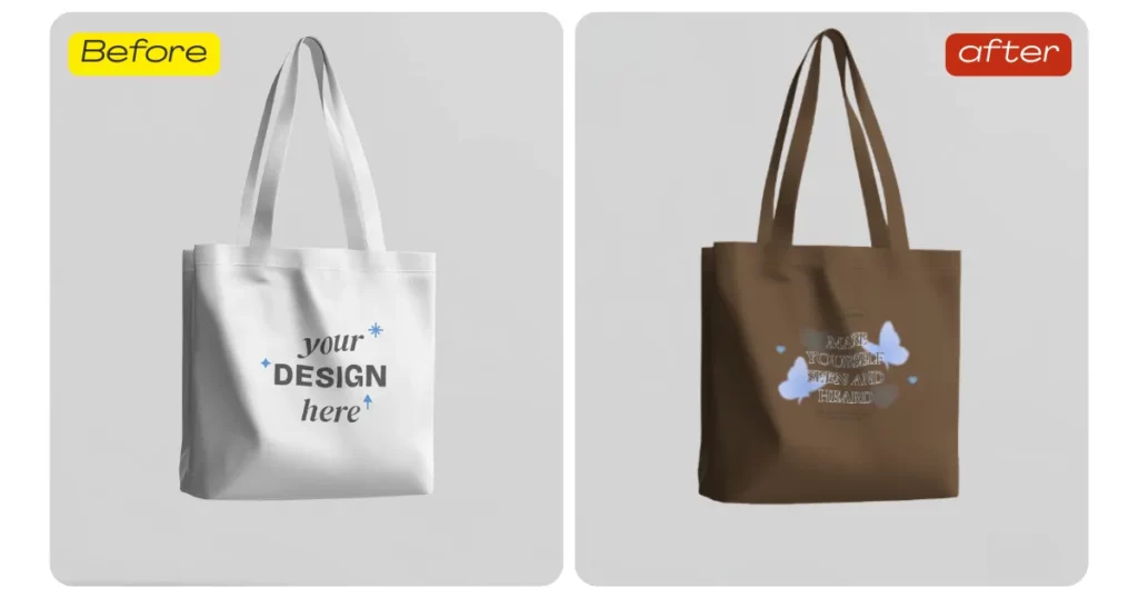 a floating canvas tote bag