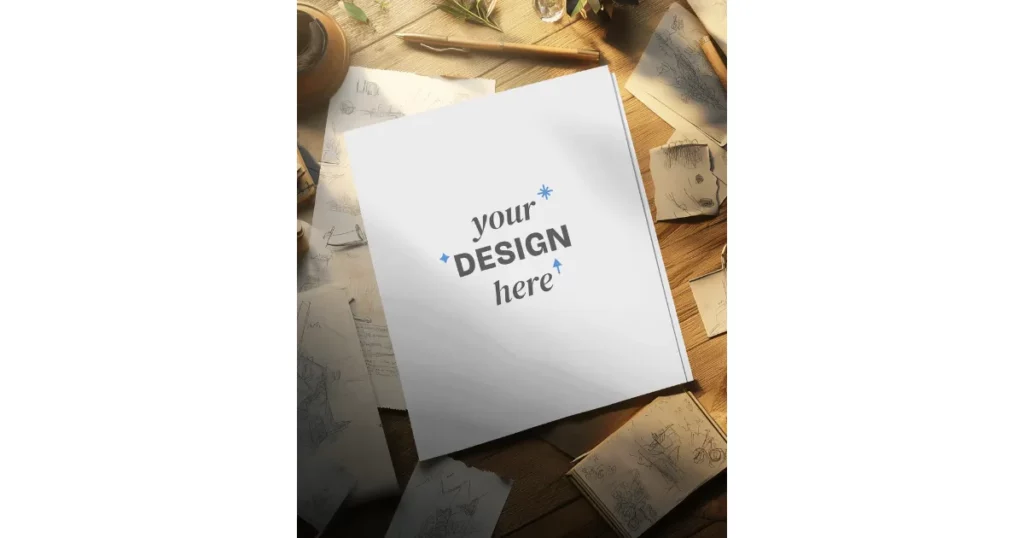 a4 flyer on a wooden desk