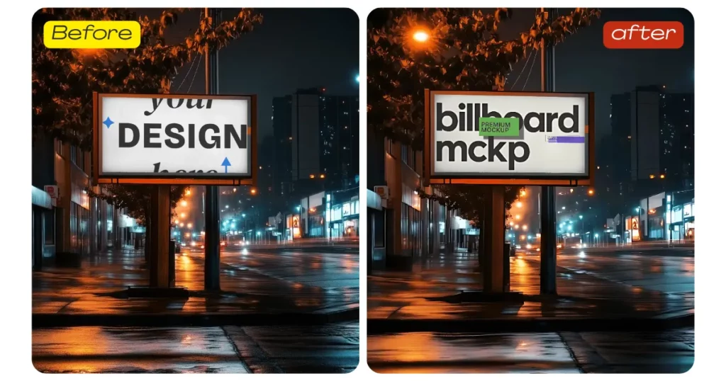 billboard mockup at night