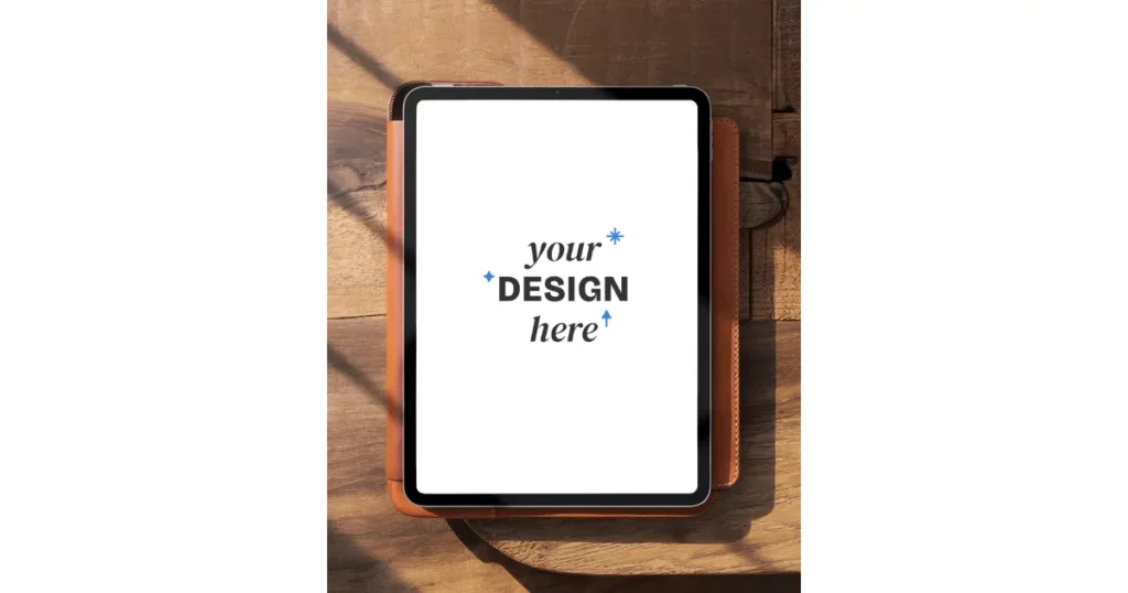 ipad pro placed on a leather cover