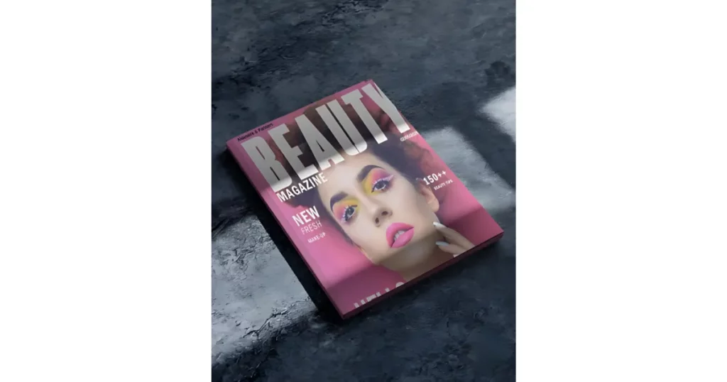the square magazine is resting on a surface