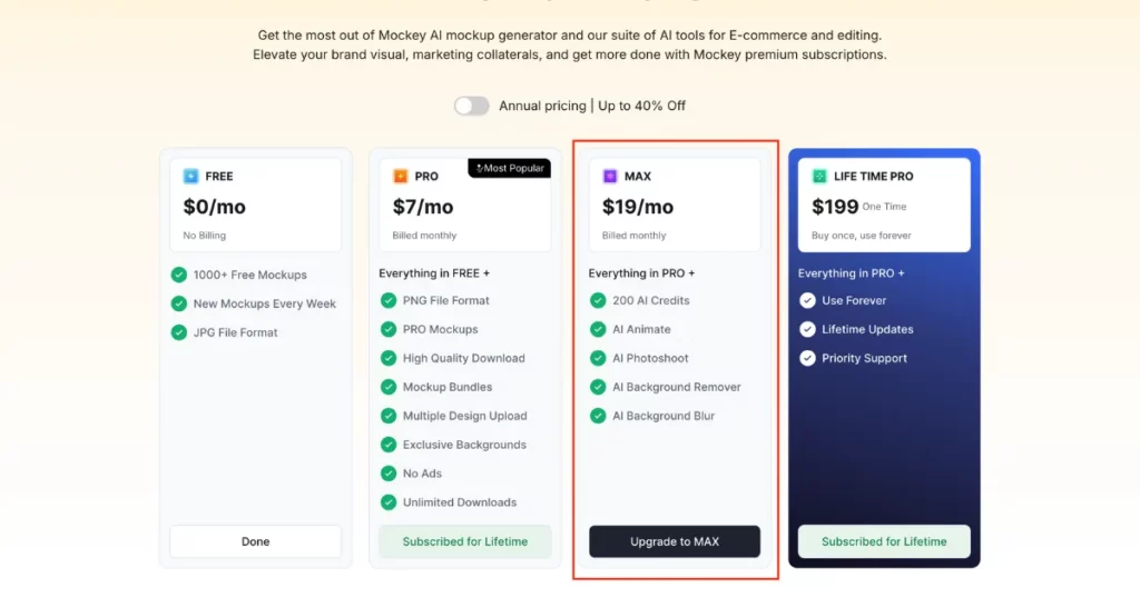 upgrade to max plan on how to create animated mockups